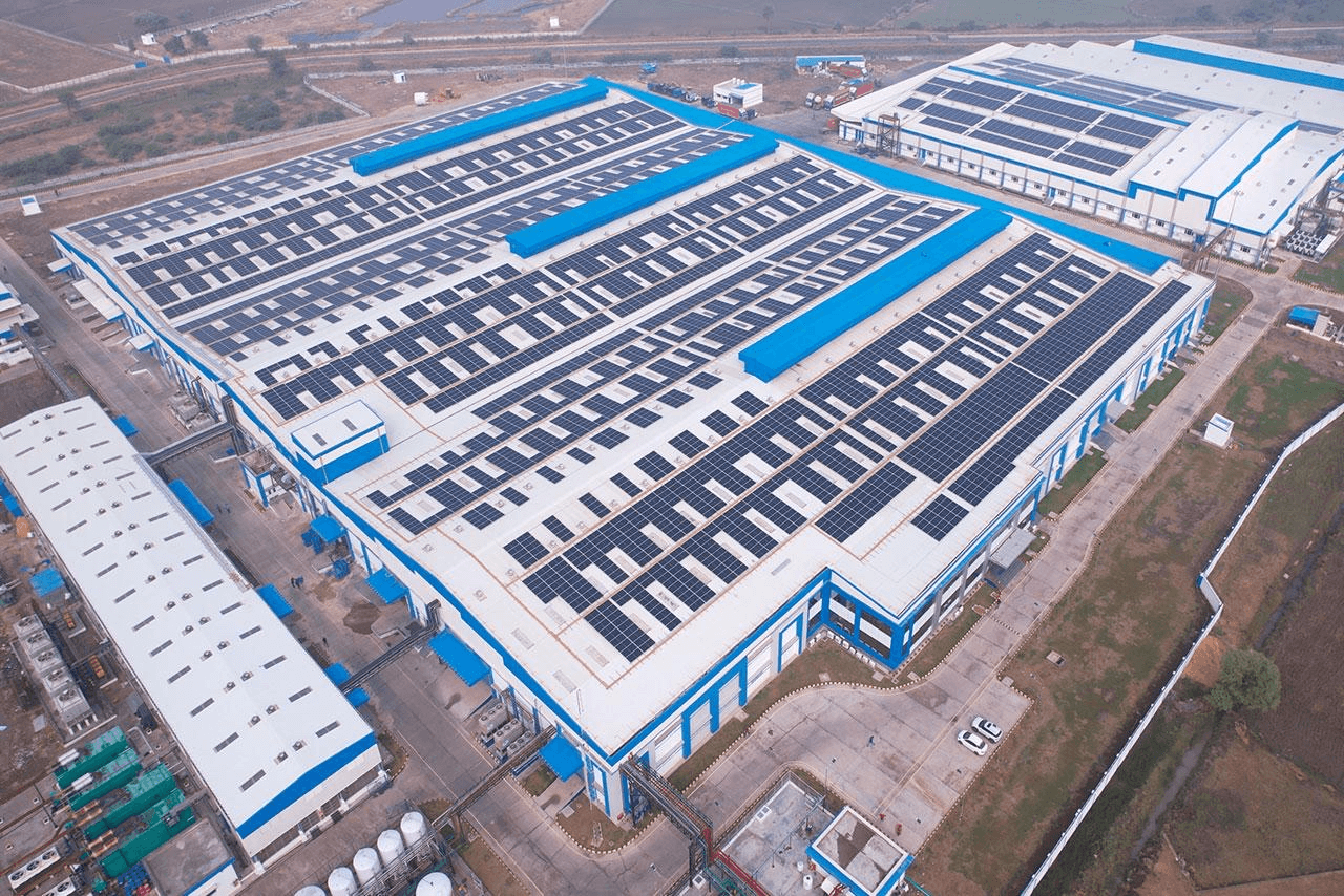 Completed rooftop solar array at a commercial site